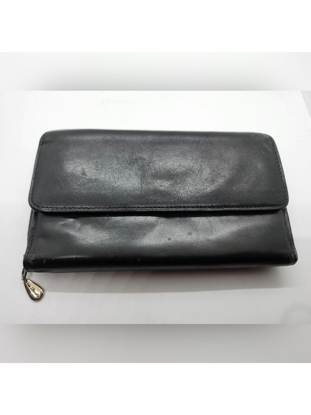 Collectibles cow hide black leather vintage zip & snap wallet So Soft
